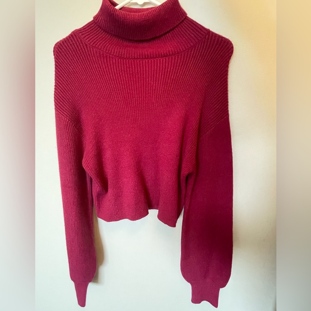 Francesca’s, ginger turtleneck pullover, size small, burgundy